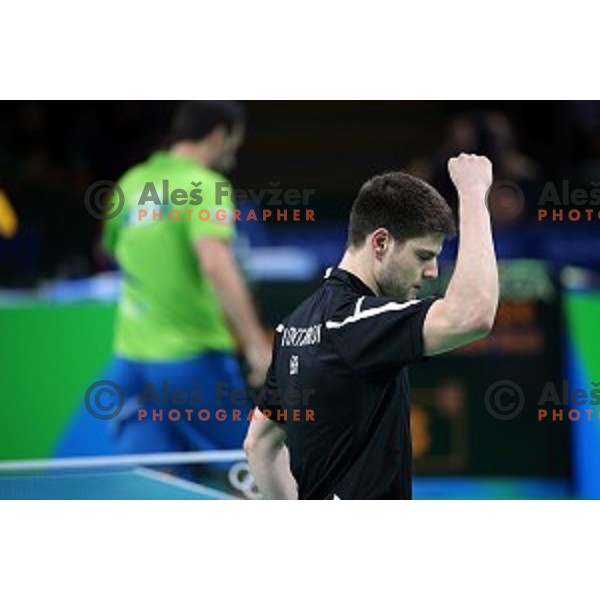 Bojan Tokic of Slovenia in action during men\'s Singles quarter.finals of table tennis tournament at Rio de Janeiro 2016 Olympic games , Brasil on August 8, 2016