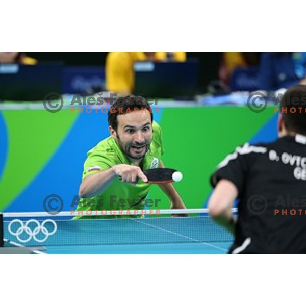 Bojan Tokic of Slovenia in action during men\'s Singles quarter.finals of table tennis tournament at Rio de Janeiro 2016 Olympic games , Brasil on August 8, 2016