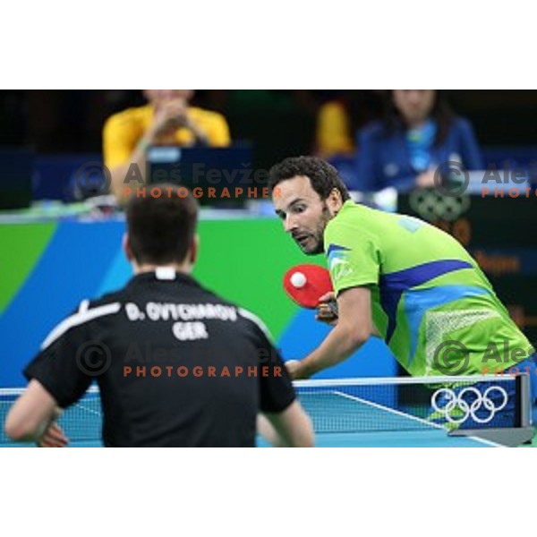 Bojan Tokic of Slovenia in action during men\'s Singles quarter.finals of table tennis tournament at Rio de Janeiro 2016 Olympic games , Brasil on August 8, 2016