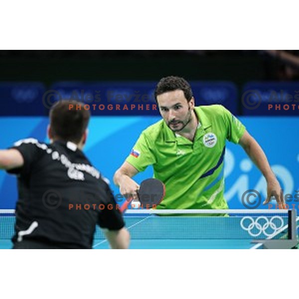 Bojan Tokic of Slovenia in action during men\'s Singles quarter.finals of table tennis tournament at Rio de Janeiro 2016 Olympic games , Brasil on August 8, 2016