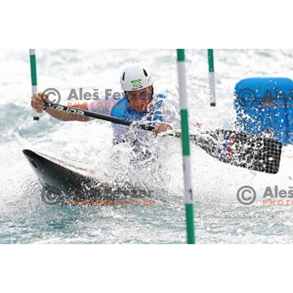 Benjamin Savsek (SLO) paddles in the Final of Canoe slalom race in Deodoro White water stadium at Rio de Janeiro 2016 Olympic games , Brasil on August 9, 2016