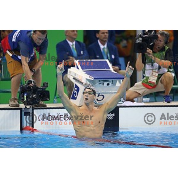 swims in the Final of 200 meters freestyle at Rio de Janeiro 2016 Olympic games , Brasil on August 9, 2016