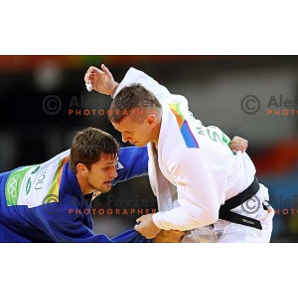 Mihael Zgank (SLO) fights with Kukolj (SRB) in second round of Judo Men\'s -90 kg category at Rio de Janeiro 2016 Olympic games , Brasil on August 10, 2016