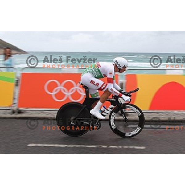 Konstantsin Siutsou (BLR) races at Men\'s 54 km Time trial in Pontal at Rio de Janeiro 2016 Olympic games , Brasil on August 10, 2016