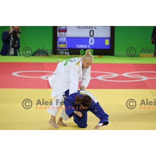 Anamari Velensek (SLO) fights with Turks (UKR) in second round of Judo Women\'s -78 kg category at Rio de Janeiro 2016 Olympic games , Brasil on August 11, 2016