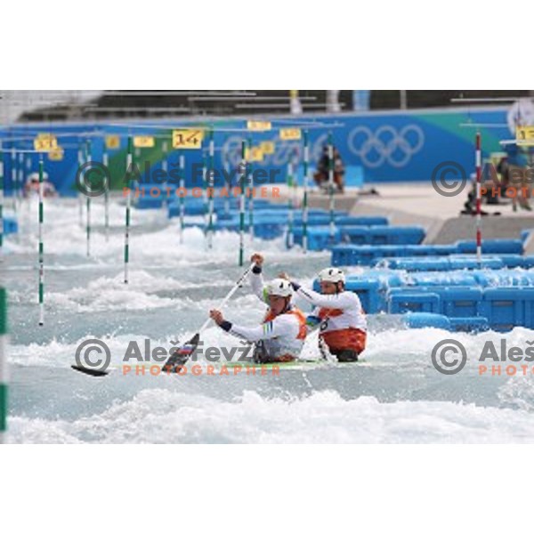 Saso Taljat and Luka Bozic (SLO) in action during the Final of Canoe C-2 slalom race in Deodoro White water stadium at Rio de Janeiro 2016 Olympic games , Brazil on August 11, 2016