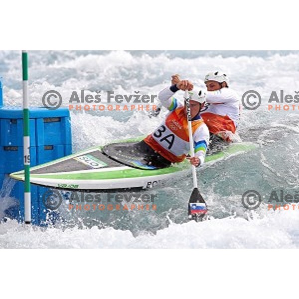 Saso Taljat and Luka Bozic (SLO) in action during the Final of Canoe C-2 slalom race in Deodoro White water stadium at Rio de Janeiro 2016 Olympic games , Brazil on August 11, 2016