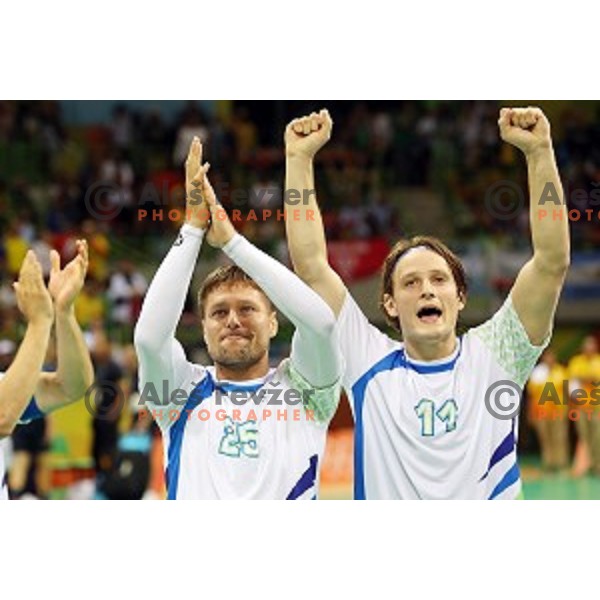 Jure Dolenec of Slovenia in action during Olympic handball tournament match between Slovenia and Sweden in Barra Olympic Park at Rio de Janeiro 2016 Olympic games , Brazil on August 11 , 2016