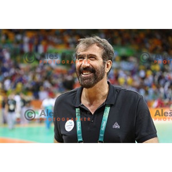 Veselin Vujovic, head coach of Slovenia in action during Olympic handball tournament match between Slovenia and Sweden in Barra Olympic Park at Rio de Janeiro 2016 Olympic games , Brasil on August 12 , 2016