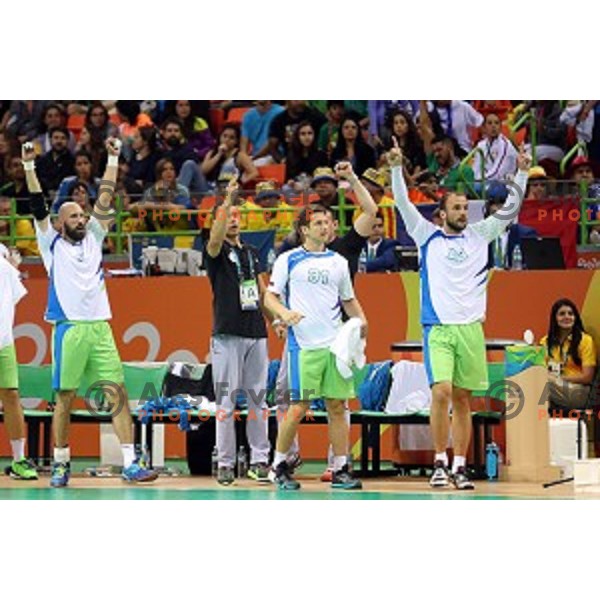 Uros Zorman of Slovenia in action during Olympic handball tournament match between Slovenia and Sweden in Barra Olympic Park at Rio de Janeiro 2016 Olympic games , Brazil on August 11 , 2016