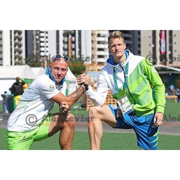 Rok Predanic and Luka Janezic in Barra Olympic Village at Rio de Janeiro 2016 Olympic games , Brazil on August 11 , 2016