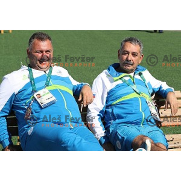 Vladimir Kevo and Khalid Nasif in Barra Olympic Village at Rio de Janeiro 2016 Olympic games , Brazil on August 11 , 2016