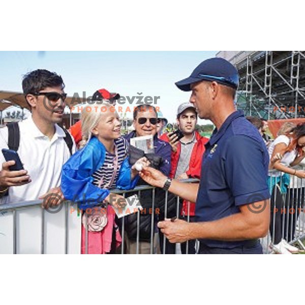Olympic silver medalist Henrik Stenson (SWE) with the fans after second round of Olympic golf tournament at Barra Golf course during Rio de Janeiro 2016 Olympic games , Brazil on August 12 , 2016