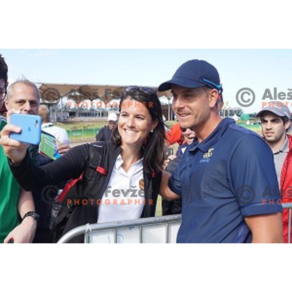 Olympic silver medalist Henrik Stenson (SWE) with the fans after second round of Olympic golf tournament at Barra Golf course during Rio de Janeiro 2016 Olympic games , Brazil on August 12 , 2016