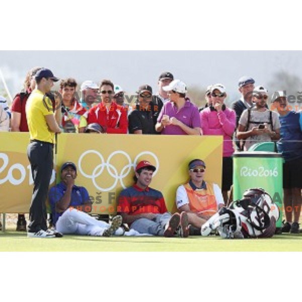 Martin Kaymer (GER), Anirban Lahiri (IND) and Bubba Watson (USA) during second round of Olympic golf tournament at Barra Golf course during Rio de Janeiro 2016 Olympic games , Brazil on August 12 , 2016