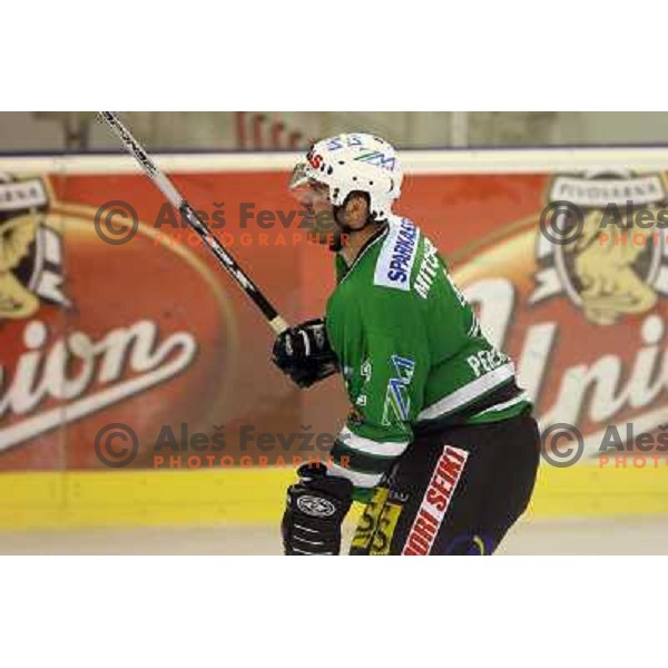 Mitchell scoring victory at match ZM Olimpija- Vienna Capitals in 4th round of EBEL league played in Ljubljana, Slovenia on 30.9.2007. ZM Olimpija won after penalty shot-out 4:3. Photo by Ales Fevzer 