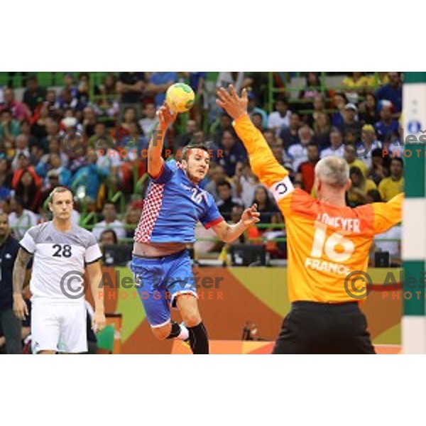 action during Olympic handball tournament match between France and Croatia in Barra Olympic Park at Rio de Janeiro 2016 Olympic games , Brazil on August 13 , 2016