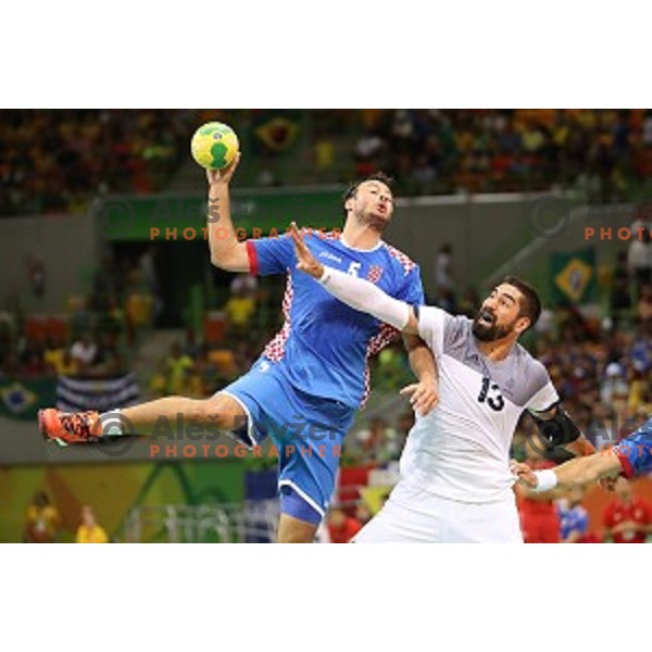 action during Olympic handball tournament match between France and Croatia in Barra Olympic Park at Rio de Janeiro 2016 Olympic games , Brazil on August 13 , 2016