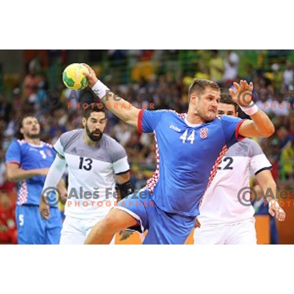 action during Olympic handball tournament match between France and Croatia in Barra Olympic Park at Rio de Janeiro 2016 Olympic games , Brazil on August 13 , 2016