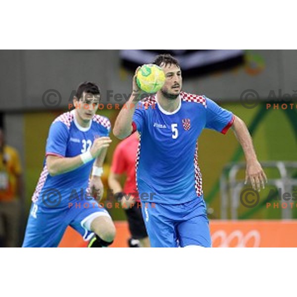 action during Olympic handball tournament match between France and Croatia in Barra Olympic Park at Rio de Janeiro 2016 Olympic games , Brazil on August 13 , 2016