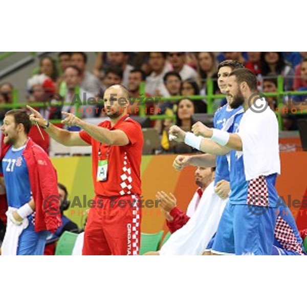 action during Olympic handball tournament match between France and Croatia in Barra Olympic Park at Rio de Janeiro 2016 Olympic games , Brazil on August 13 , 2016