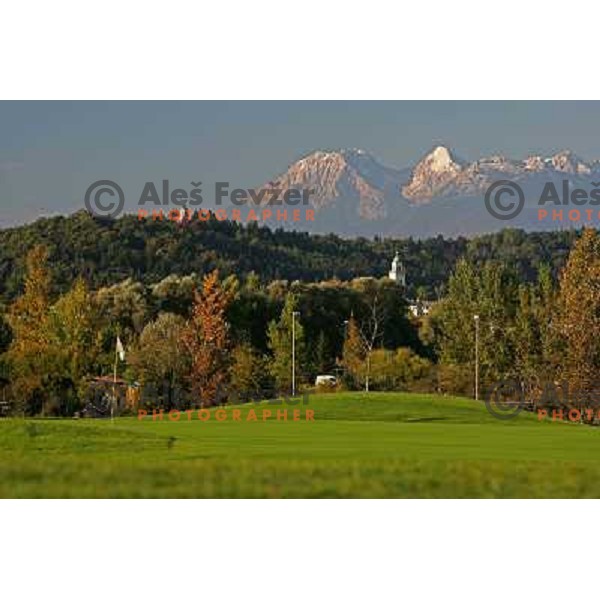 9th green with mountains at background ,Trnovo golf course in Ljubljana 30.9.2007. Photo by Ales Fevzer 