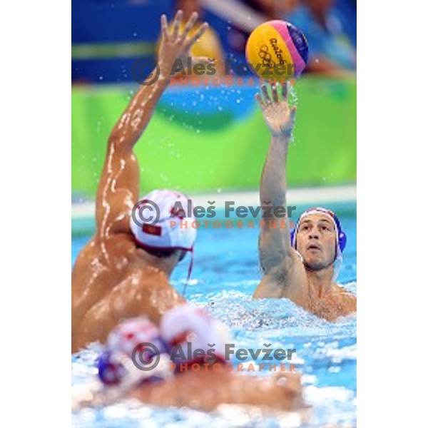 action during semi-final of Olympic water polo tournament match between Croatia and Montenegro in Barra Olympic Park at Rio de Janeiro 2016 Olympic games , Brazil on August 18, 2016