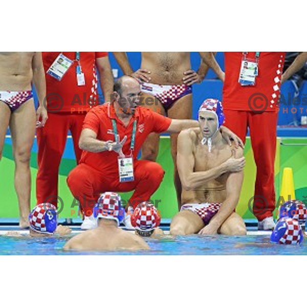 action during semi-final of Olympic water polo tournament match between Croatia and Montenegro in Barra Olympic Park at Rio de Janeiro 2016 Olympic games , Brazil on August 18, 2016
