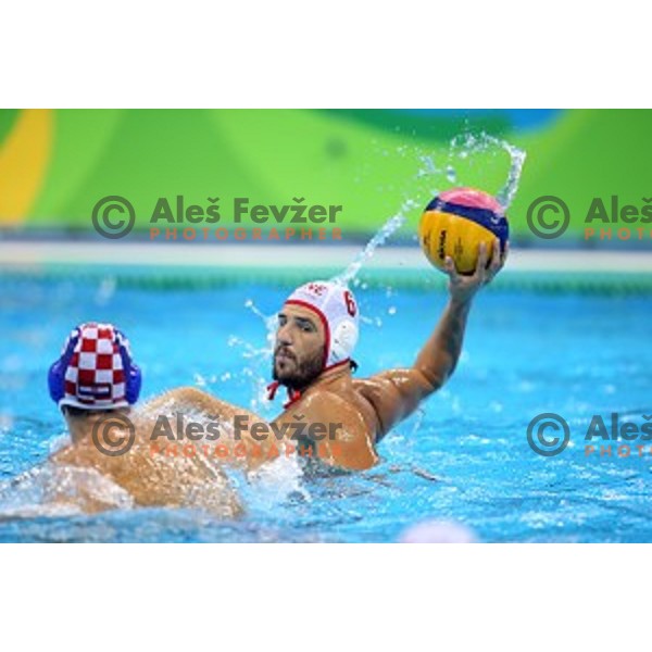 Aleksandar Radovic (MNE) in action during semi-final of Olympic water polo tournament match between Croatia and Montenegro in Barra Olympic Park at Rio de Janeiro 2016 Olympic games , Brazil on August 18, 2016