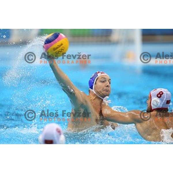 Andro Buslje (CRO) in action during semi-final of Olympic water polo tournament match between Croatia and Montenegro in Barra Olympic Park at Rio de Janeiro 2016 Olympic games , Brazil on August 18, 2016