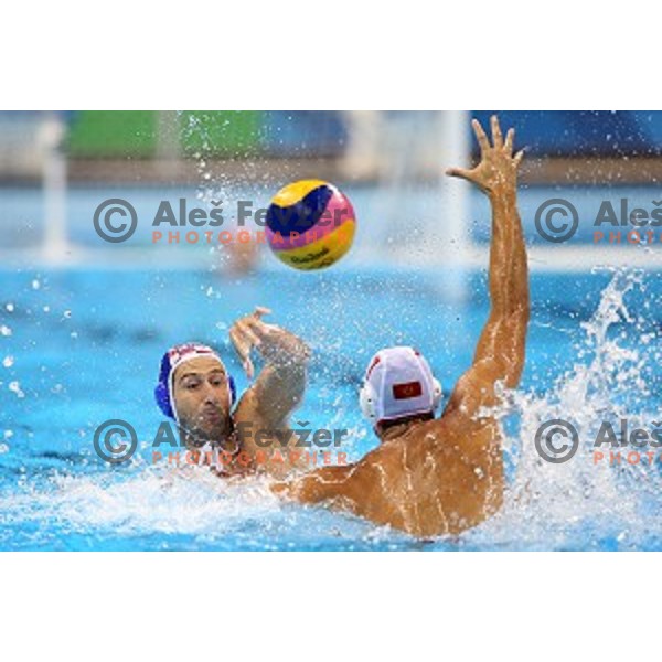 action during semi-final of Olympic water polo tournament match between Croatia and Montenegro in Barra Olympic Park at Rio de Janeiro 2016 Olympic games , Brazil on August 18, 2016