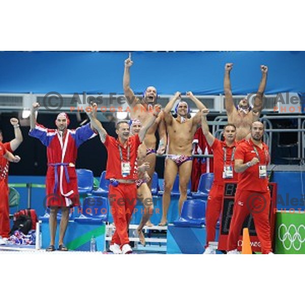 action during semi-final of Olympic water polo tournament match between Croatia and Montenegro in Barra Olympic Park at Rio de Janeiro 2016 Olympic games , Brazil on August 18, 2016