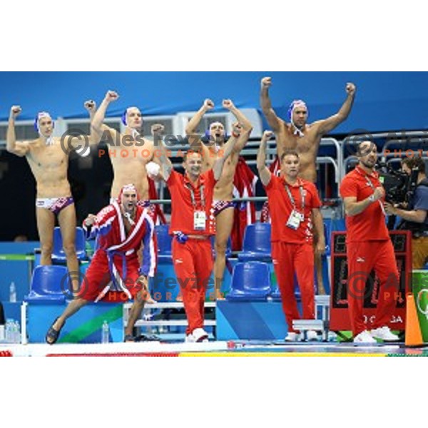 action during semi-final of Olympic water polo tournament match between Croatia and Montenegro in Barra Olympic Park at Rio de Janeiro 2016 Olympic games , Brazil on August 18, 2016