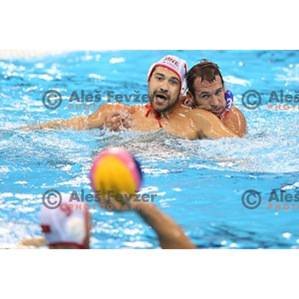 action during semi-final of Olympic water polo tournament match between Croatia and Montenegro in Barra Olympic Park at Rio de Janeiro 2016 Olympic games , Brazil on August 18, 2016