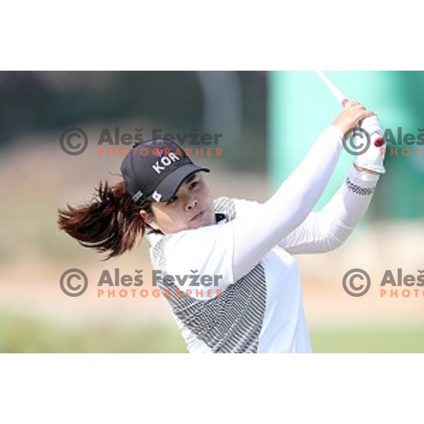 Olympic gold medalist Inbee Park (KOR) in action during third round of Women\'s Olympic golf tournament at Barra Golf course during Rio de Janeiro 2016 Olympic games , Brazil on August 19 , 2016