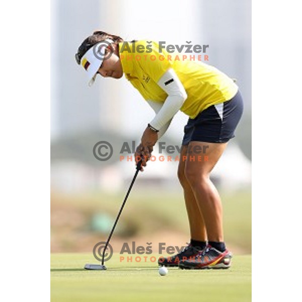 Marijao Uribe (COL) in action during third round of Women\'s Olympic golf tournament at Barra Golf course during Rio de Janeiro 2016 Olympic games , Brazil on August 19 , 2016