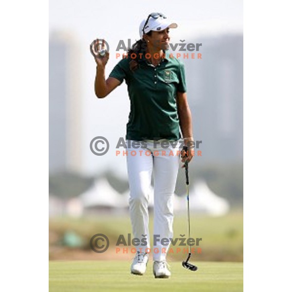 Paula Reto (RSA) in action during third round of Women\'s Olympic golf tournament at Barra Golf course during Rio de Janeiro 2016 Olympic games , Brazil on August 19 , 2016