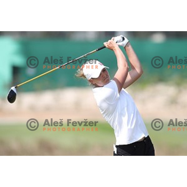 Marianne Skarpnord (NOR) in action during third round of Women\'s Olympic golf tournament at Barra Golf course during Rio de Janeiro 2016 Olympic games , Brazil on August 19 , 2016