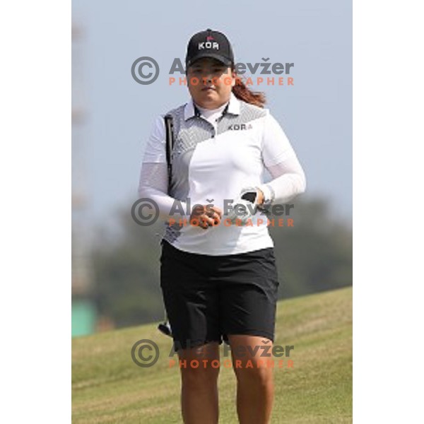 Olympic gold medalist Inbee Park (KOR) in action during third round of Women\'s Olympic golf tournament at Barra Golf course during Rio de Janeiro 2016 Olympic games , Brazil on August 19 , 2016
