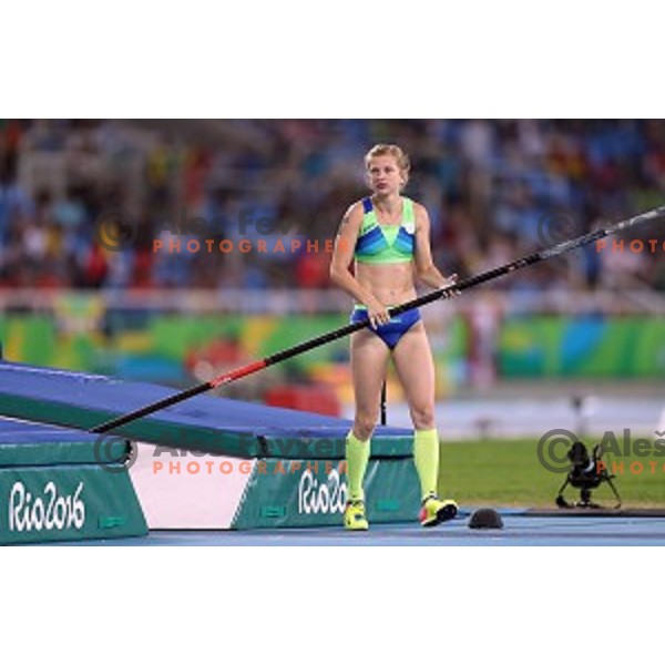 Tina Sutej of Slovenia in the Final of Women\'s pole vault at Olympic Stadium during Rio de Janeiro 2016 Olympic games , Brazil on August 19 , 2016