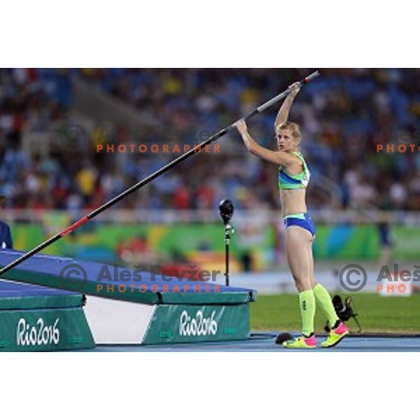 Tina Sutej of Slovenia in the Final of Women\'s pole vault at Olympic Stadium during Rio de Janeiro 2016 Olympic games , Brazil on August 19 , 2016