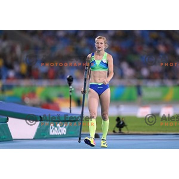 Tina Sutej of Slovenia in the Final of Women\'s pole vault at Olympic Stadium during Rio de Janeiro 2016 Olympic games , Brazil on August 19 , 2016