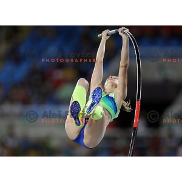 Tina Sutej of Slovenia in the Final of Women\'s pole vault at Olympic Stadium during Rio de Janeiro 2016 Olympic games , Brazil on August 19 , 2016