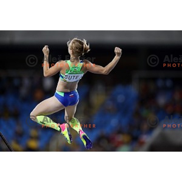 Tina Sutej of Slovenia in the Final of Women\'s pole vault at Olympic Stadium during Rio de Janeiro 2016 Olympic games , Brazil on August 19 , 2016
