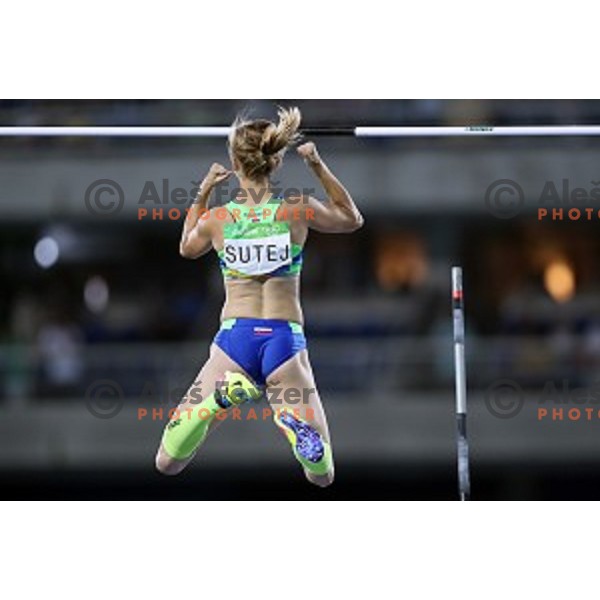 Tina Sutej of Slovenia in the Final of Women\'s pole vault at Olympic Stadium during Rio de Janeiro 2016 Olympic games , Brazil on August 19 , 2016