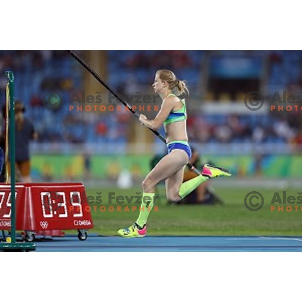 Tina Sutej of Slovenia in the Final of Women\'s pole vault at Olympic Stadium during Rio de Janeiro 2016 Olympic games , Brazil on August 19 , 2016