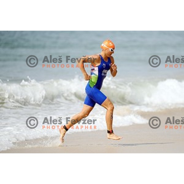 Mateja Simic of Slovenia competes at Women\'s Triathlon at Copacabana Beach during Rio de Janeiro 2016 Olympic games , Brazil on August 20 , 2016