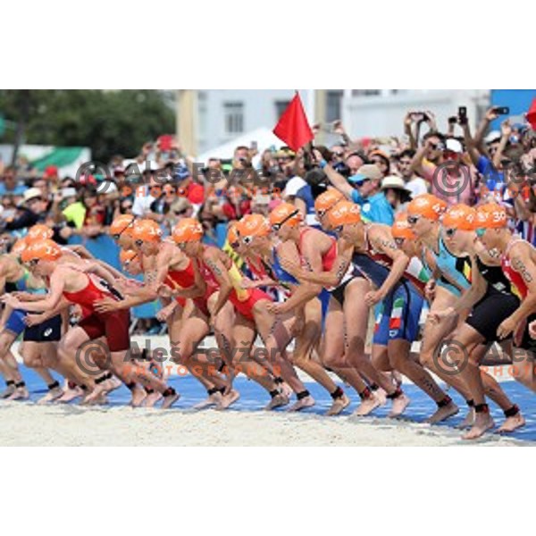 Mateja Simic of Slovenia competes at Women\'s Triathlon at Copacabana Beach during Rio de Janeiro 2016 Olympic games , Brazil on August 20 , 2016