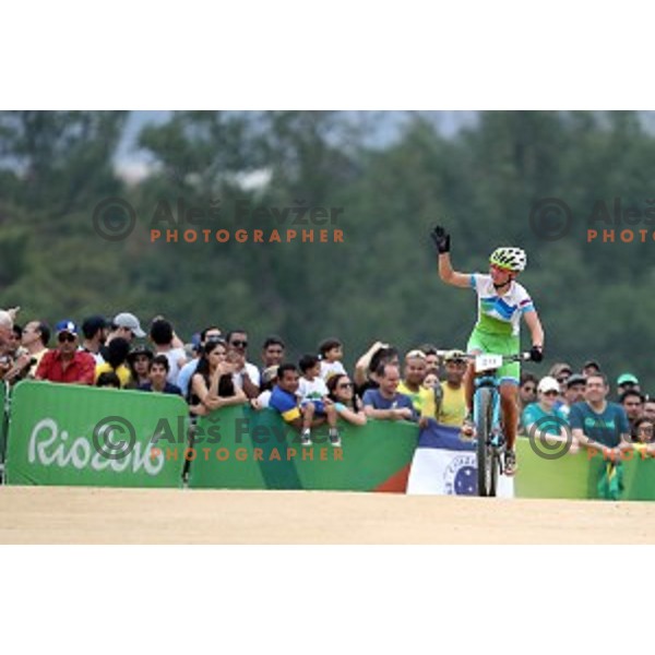 Tanja Zakelj of Slovenia competes at Women\'s Cross-Country race at Deodoro Mountain Bike Centre during Rio de Janeiro 2016 Olympic games , Brazil on August 20 , 2016
