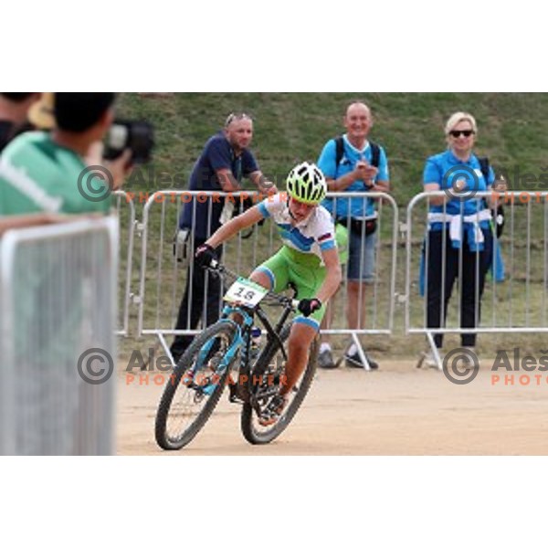 Tanja Zakelj of Slovenia competes at Women\'s Cross-Country race at Deodoro Mountain Bike Centre during Rio de Janeiro 2016 Olympic games , Brazil on August 20 , 2016